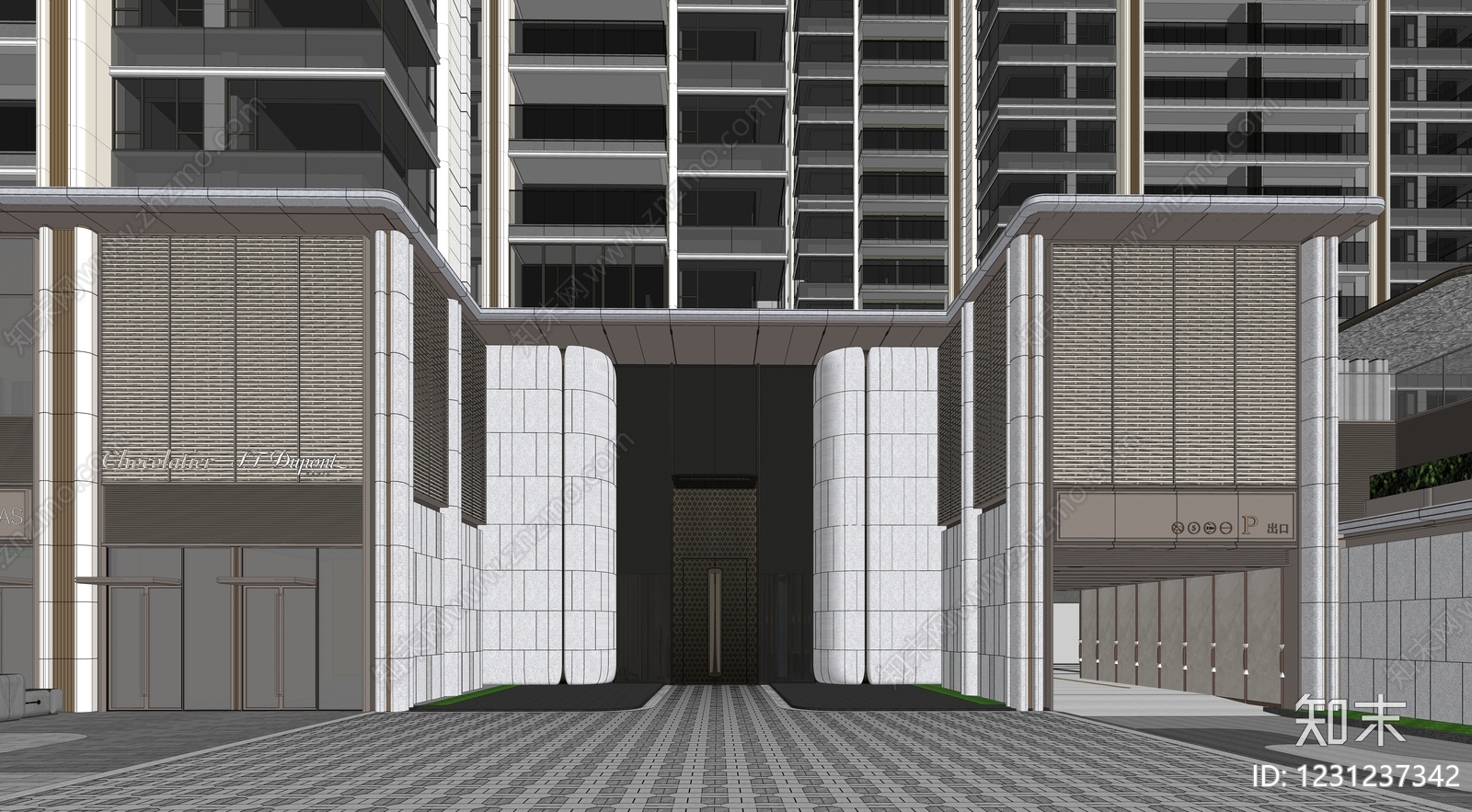 现代主义小区建筑SU模型下载【ID:1231237342】