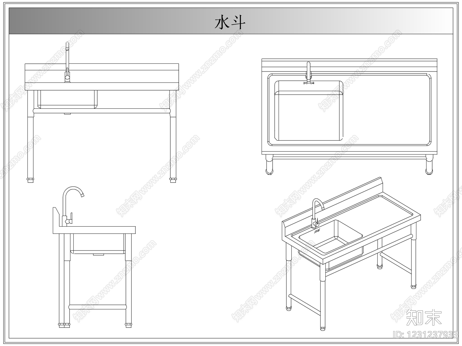 综合厨房卫浴设施CAD图纸