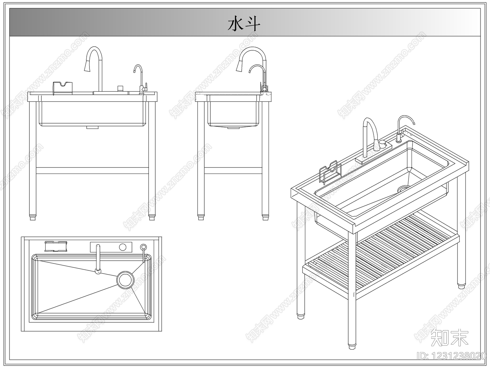 综合厨房卫浴设施CAD图纸