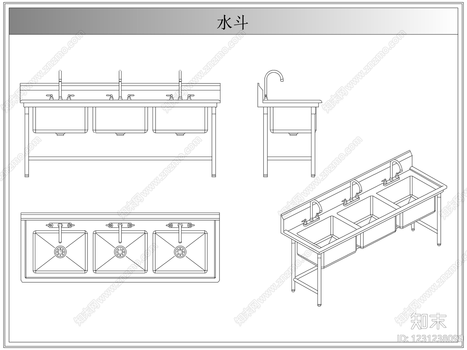 综合厨房卫浴设施CAD图纸