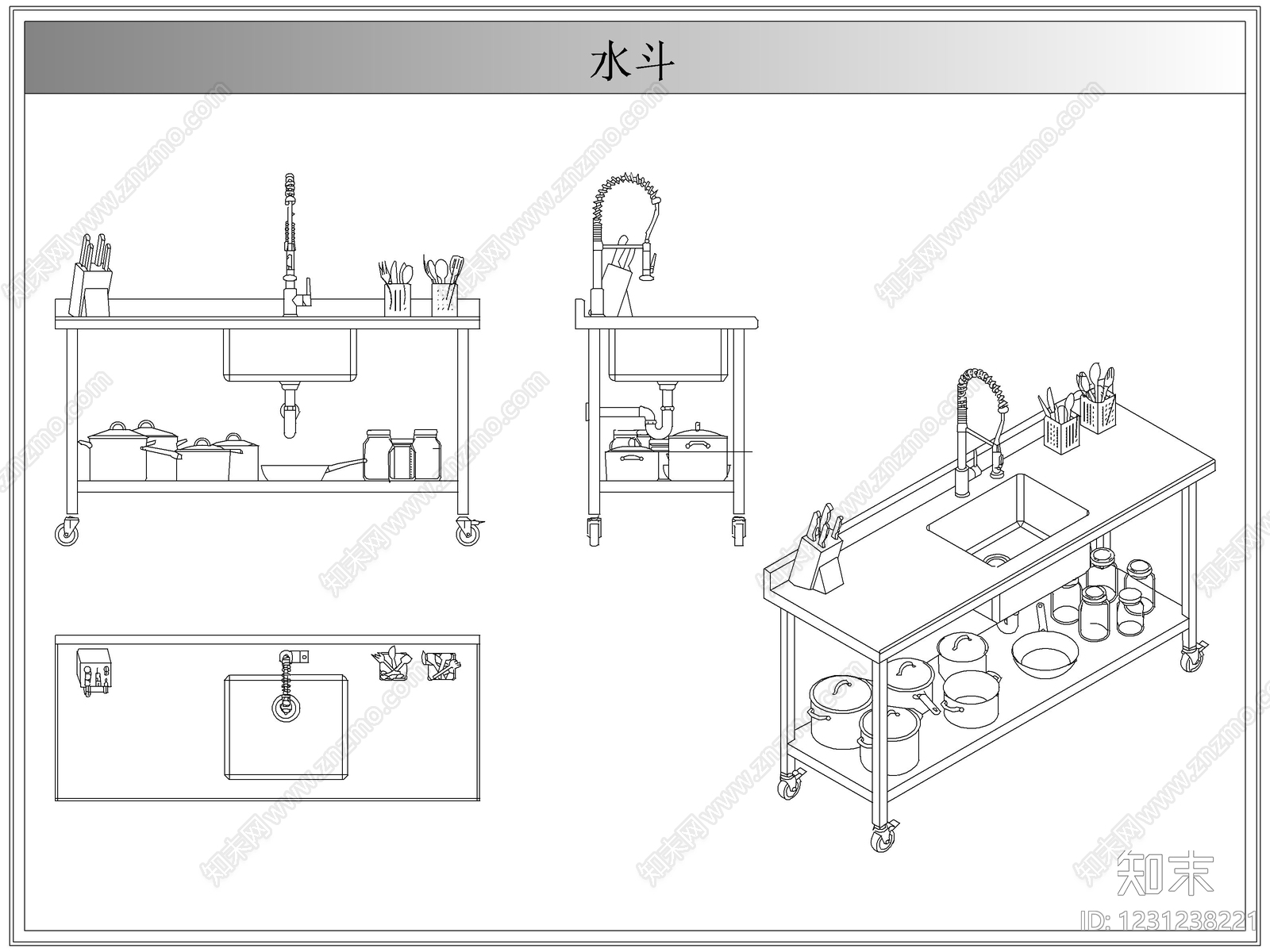 综合厨房卫浴设施CAD图纸