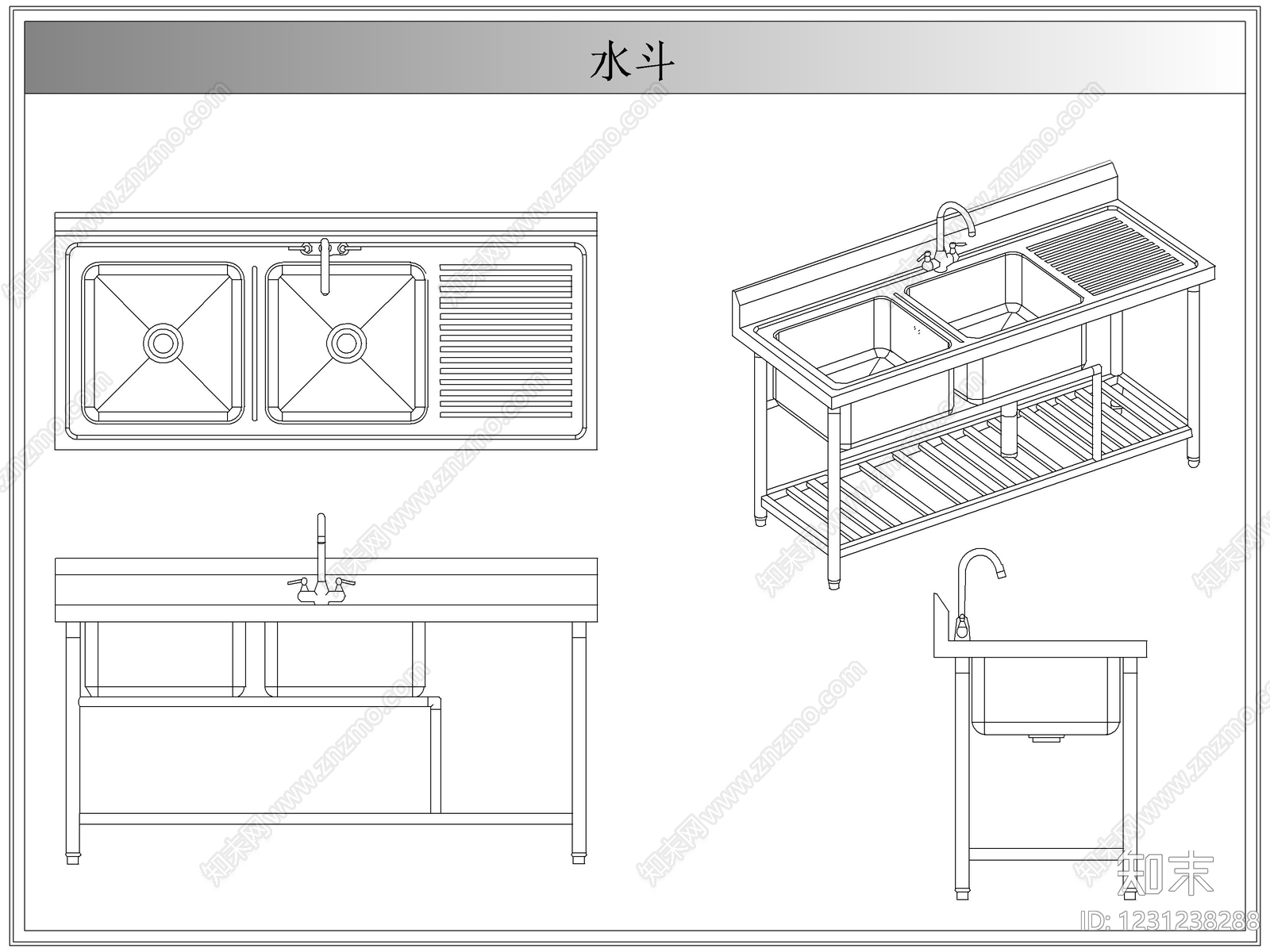 综合厨房卫浴设施CAD图纸