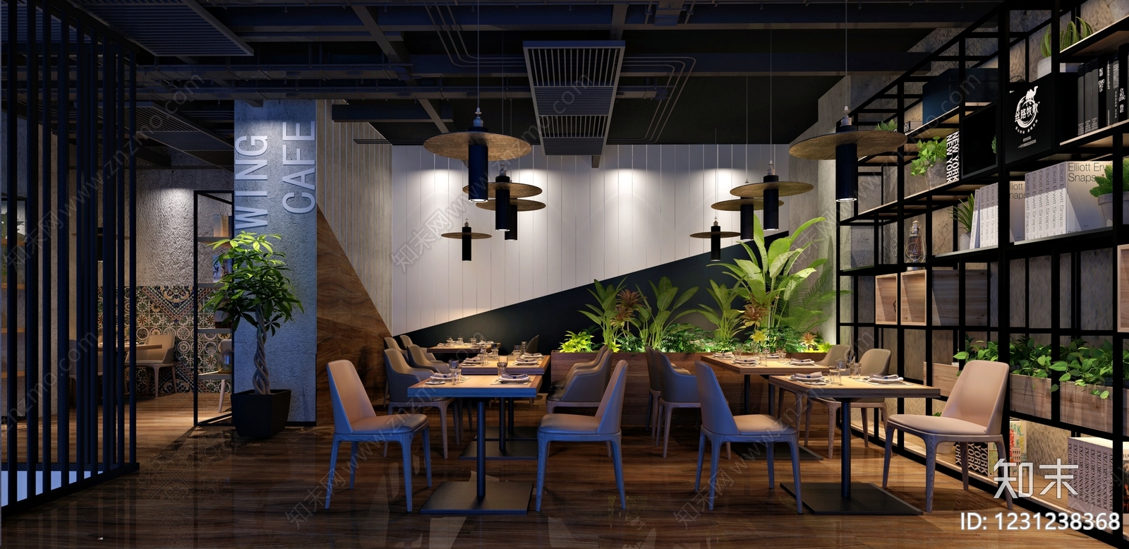 工业风咖啡厅3D模型下载【ID:1231238368】