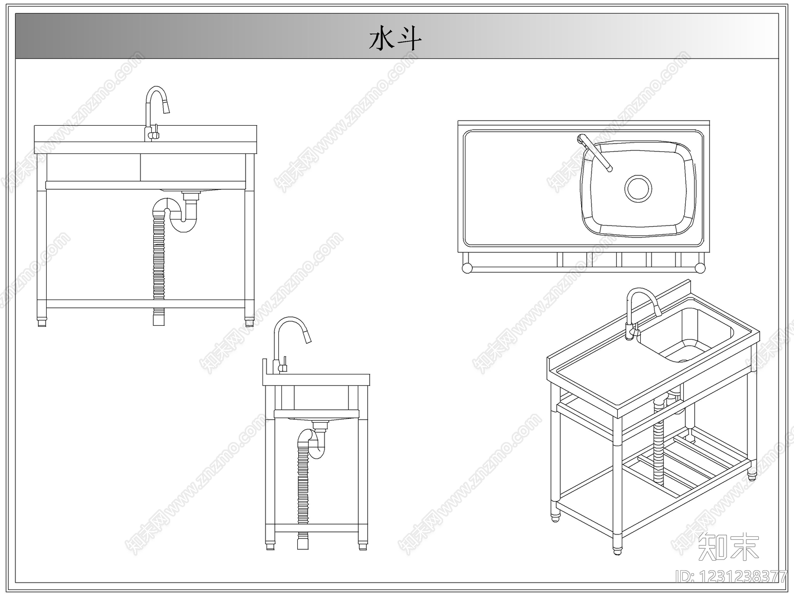 综合厨房卫浴设施CAD图纸