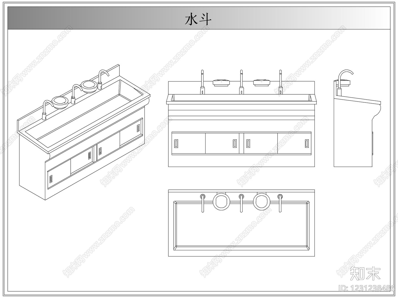 综合厨房卫浴设施CAD图纸