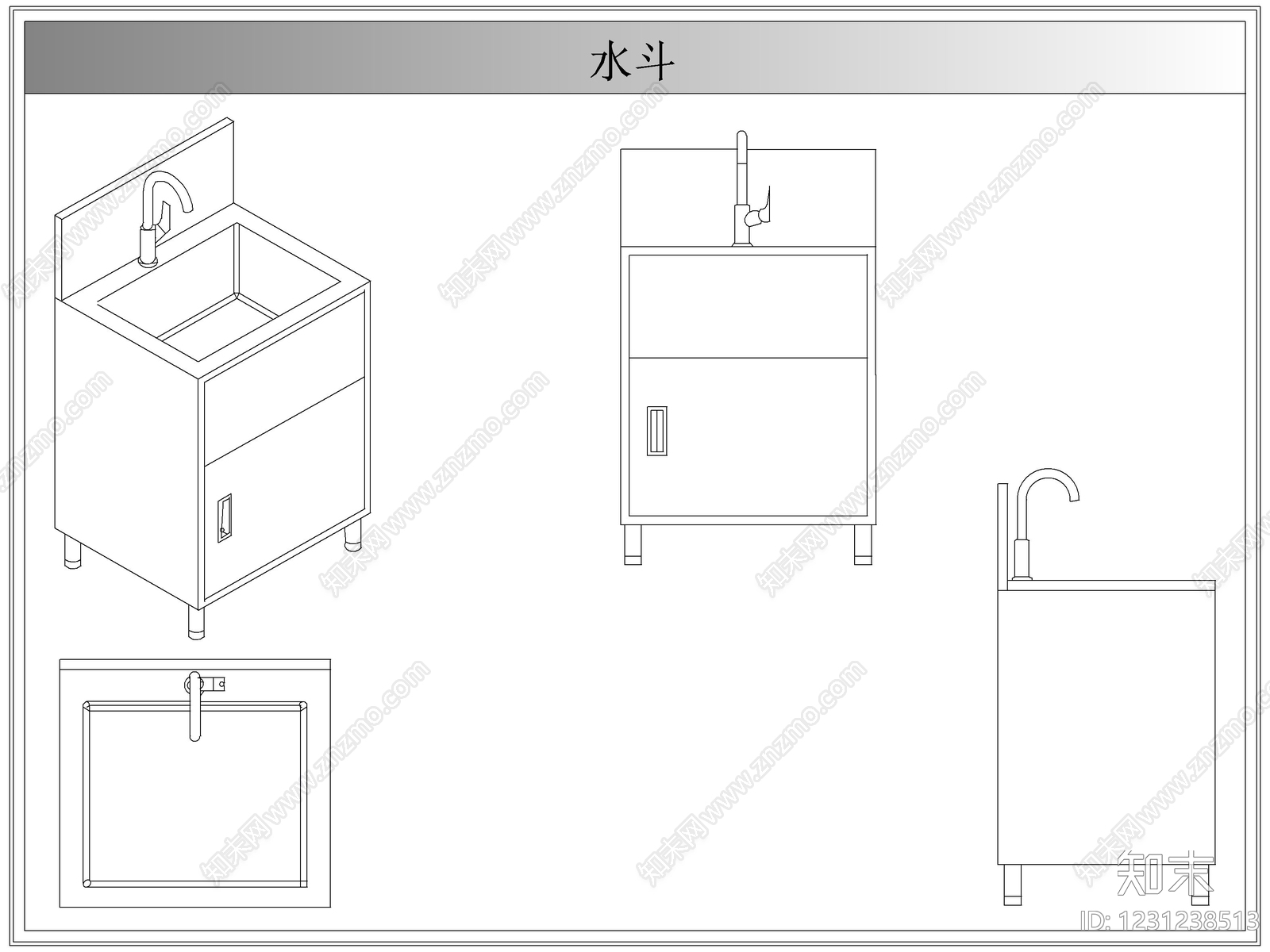 综合厨房卫浴设施CAD图纸