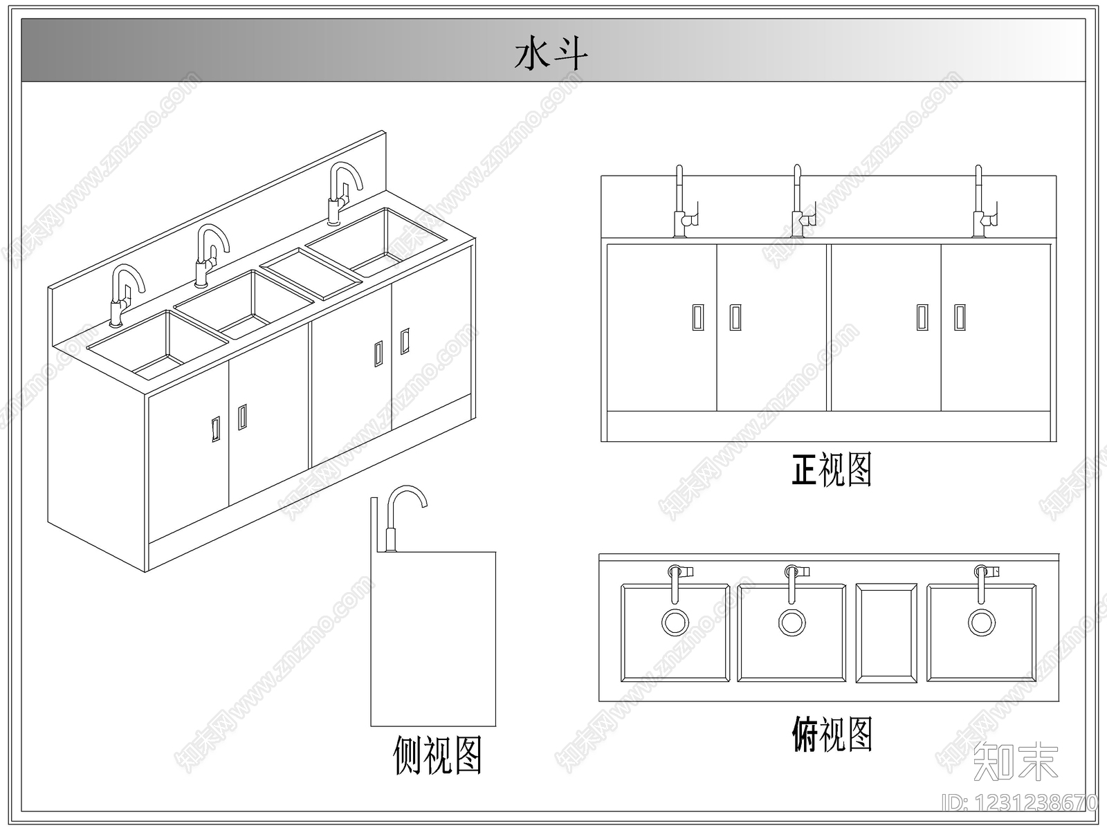 综合厨房卫浴设施CAD图纸