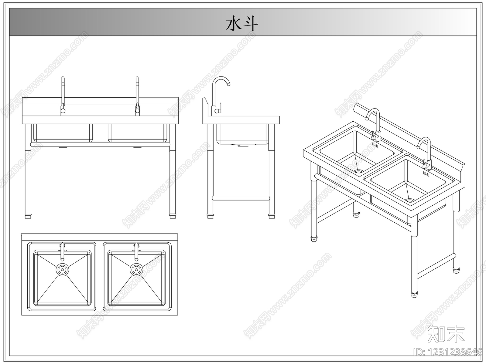 综合厨房卫浴设施CAD图纸