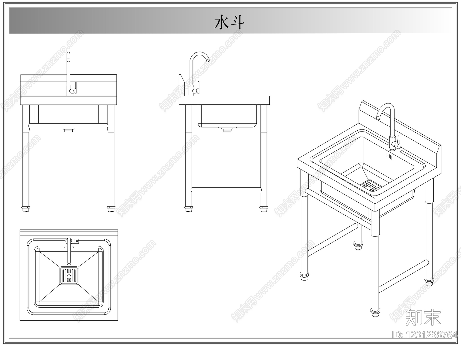 综合厨房卫浴设施CAD图纸