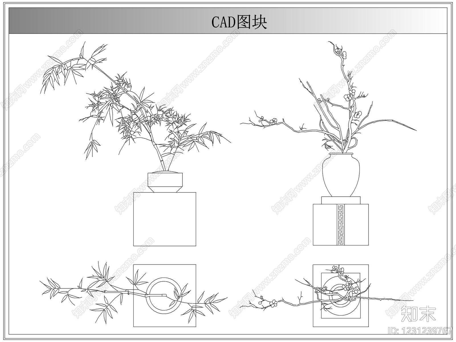 综合植物图库cad施工图下载【ID:1231239767】