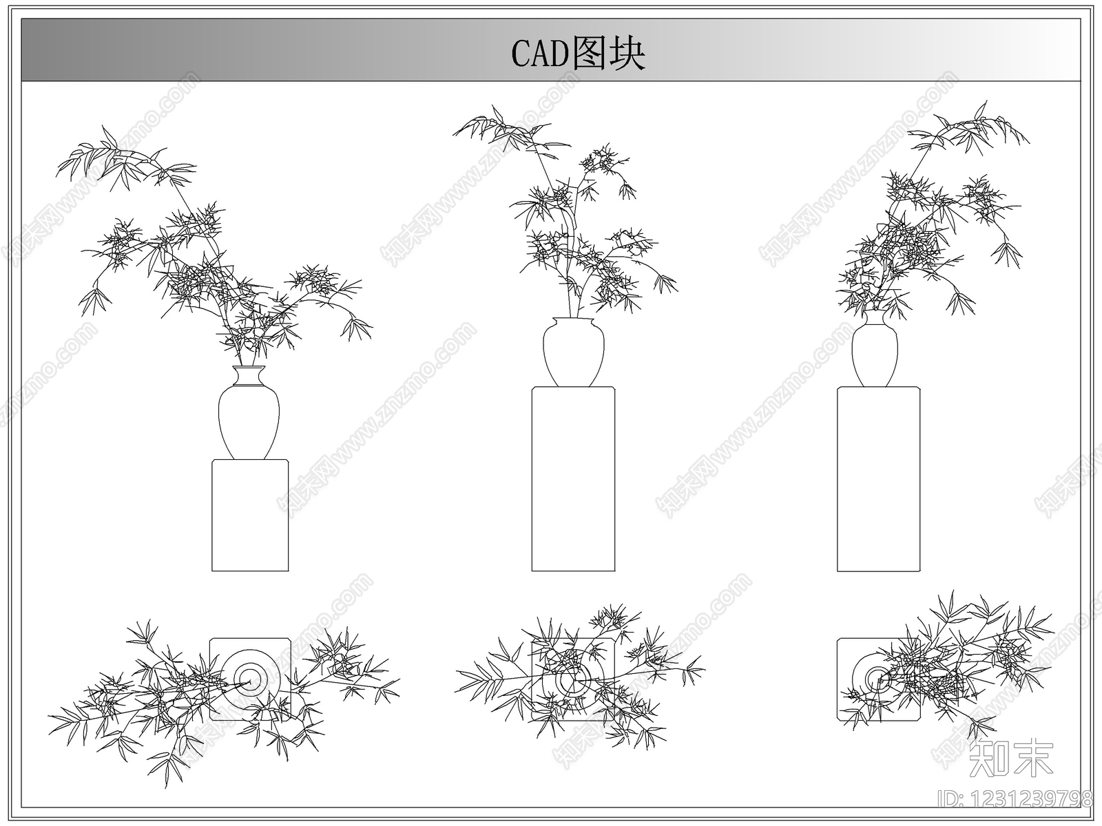 综合植物图库cad施工图下载【ID:1231239798】