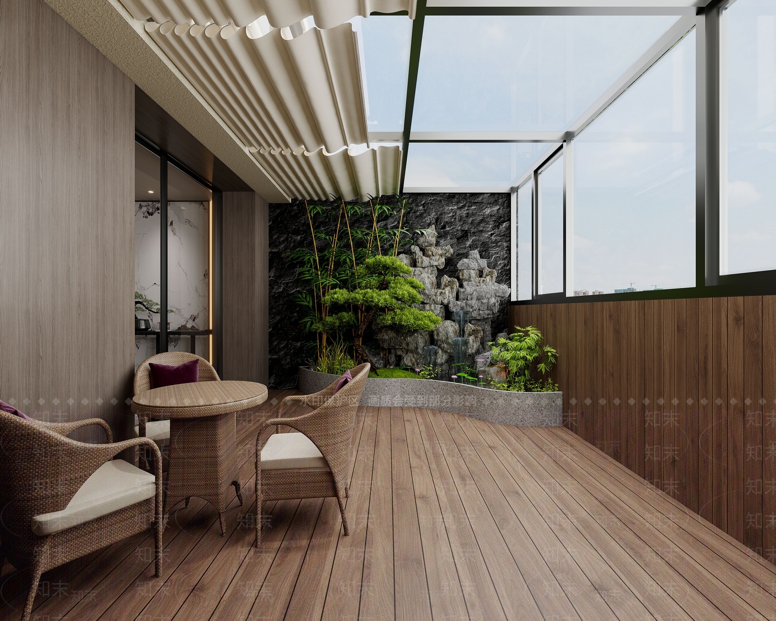 新中式阳台3D模型下载【ID:1231239836】