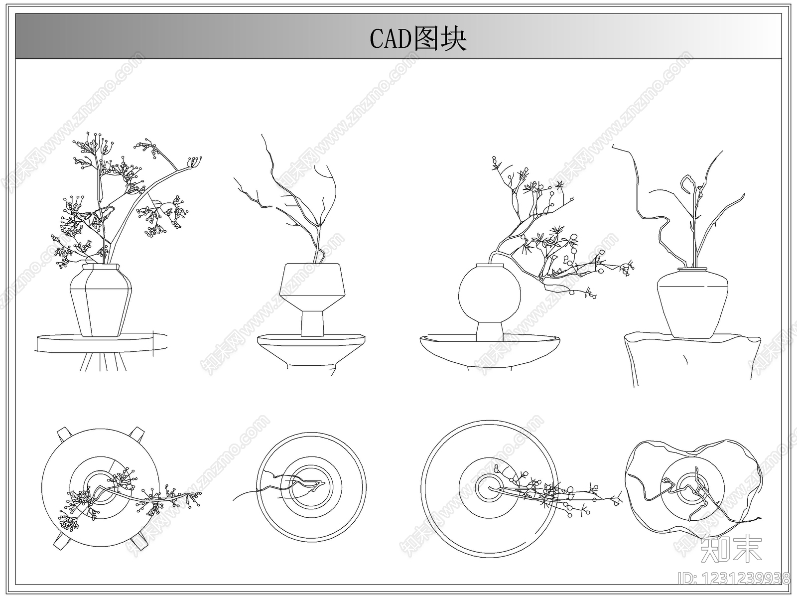 综合植物图库cad施工图下载【ID:1231239938】