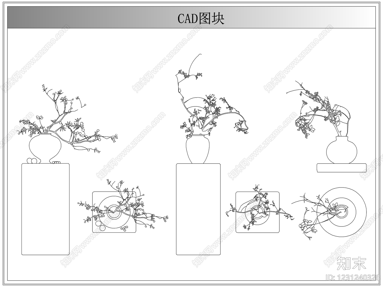 综合植物图库cad施工图下载【ID:1231240328】
