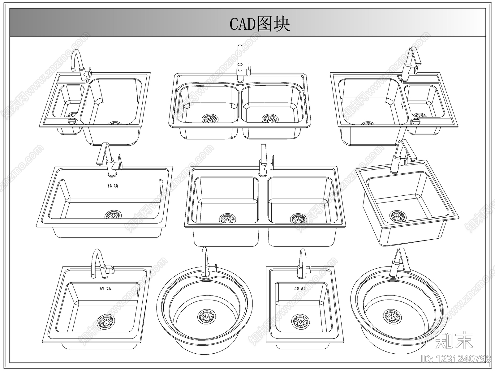 综合厨房卫浴设施CAD图纸