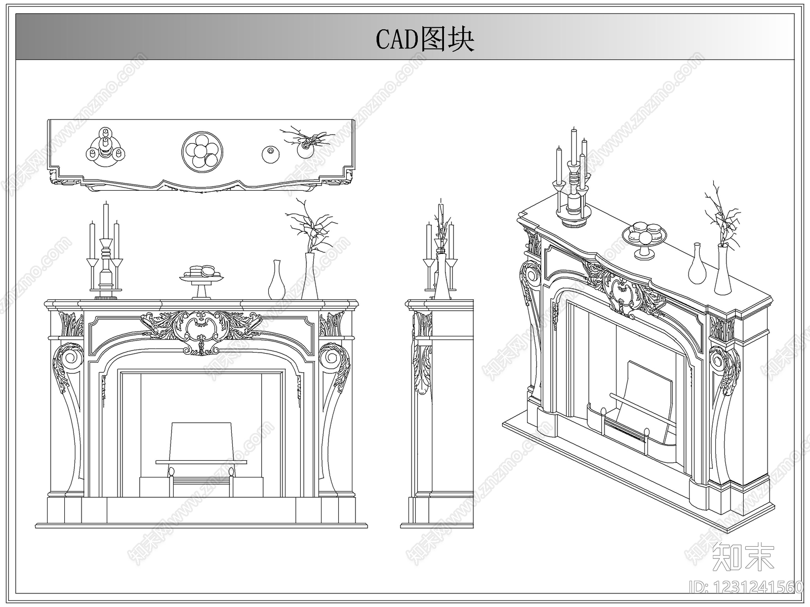 综合软装摆件图库cad施工图下载【ID:1231241560】