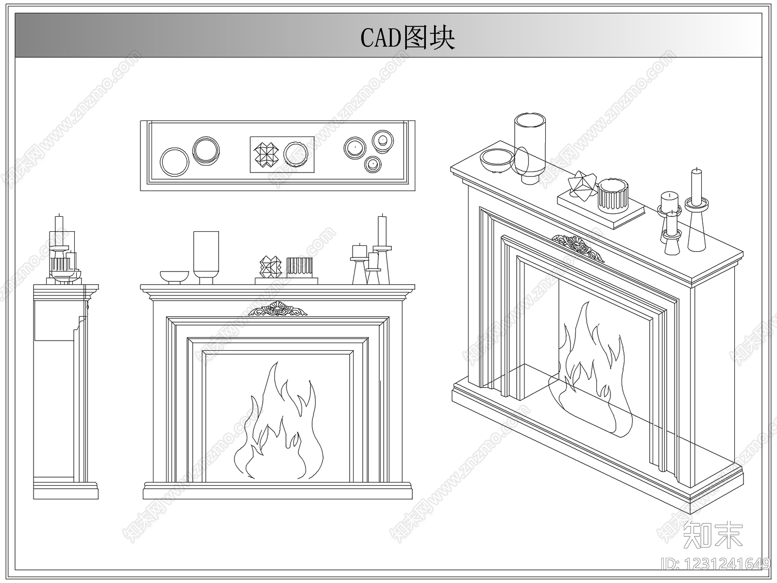 综合软装摆件图库cad施工图下载【ID:1231241649】