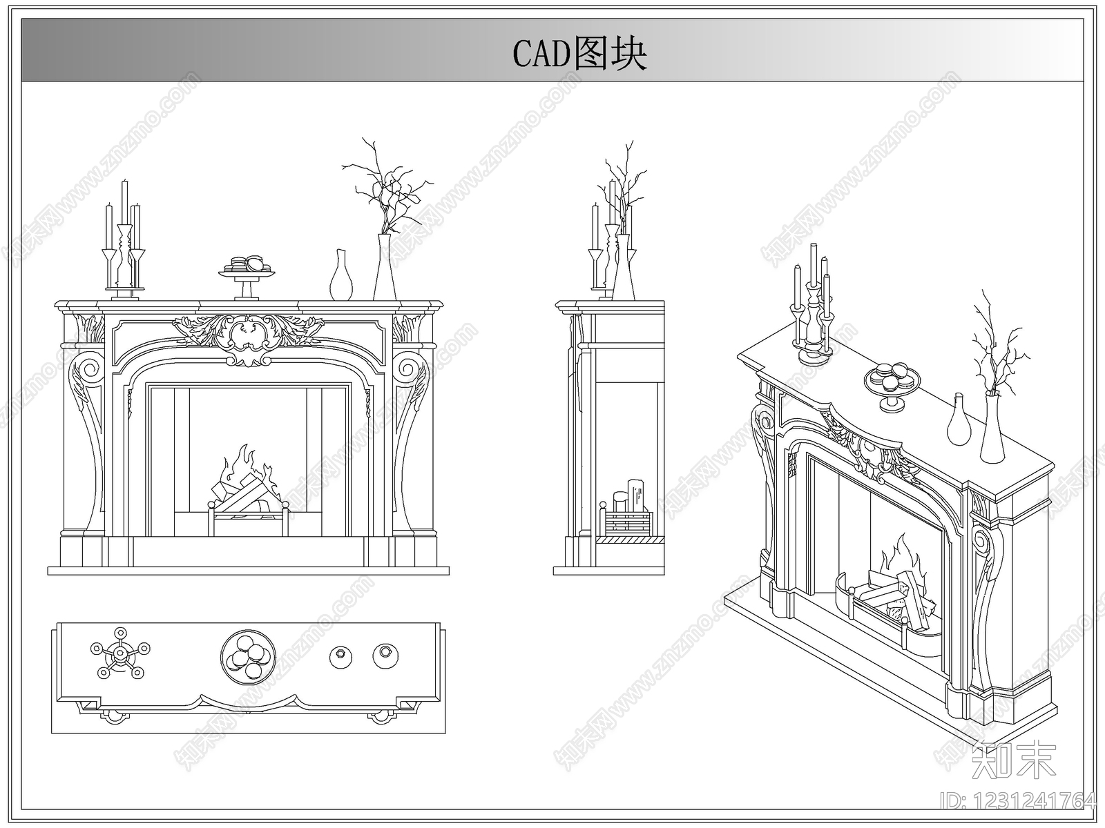 综合软装摆件图库cad施工图下载【ID:1231241764】