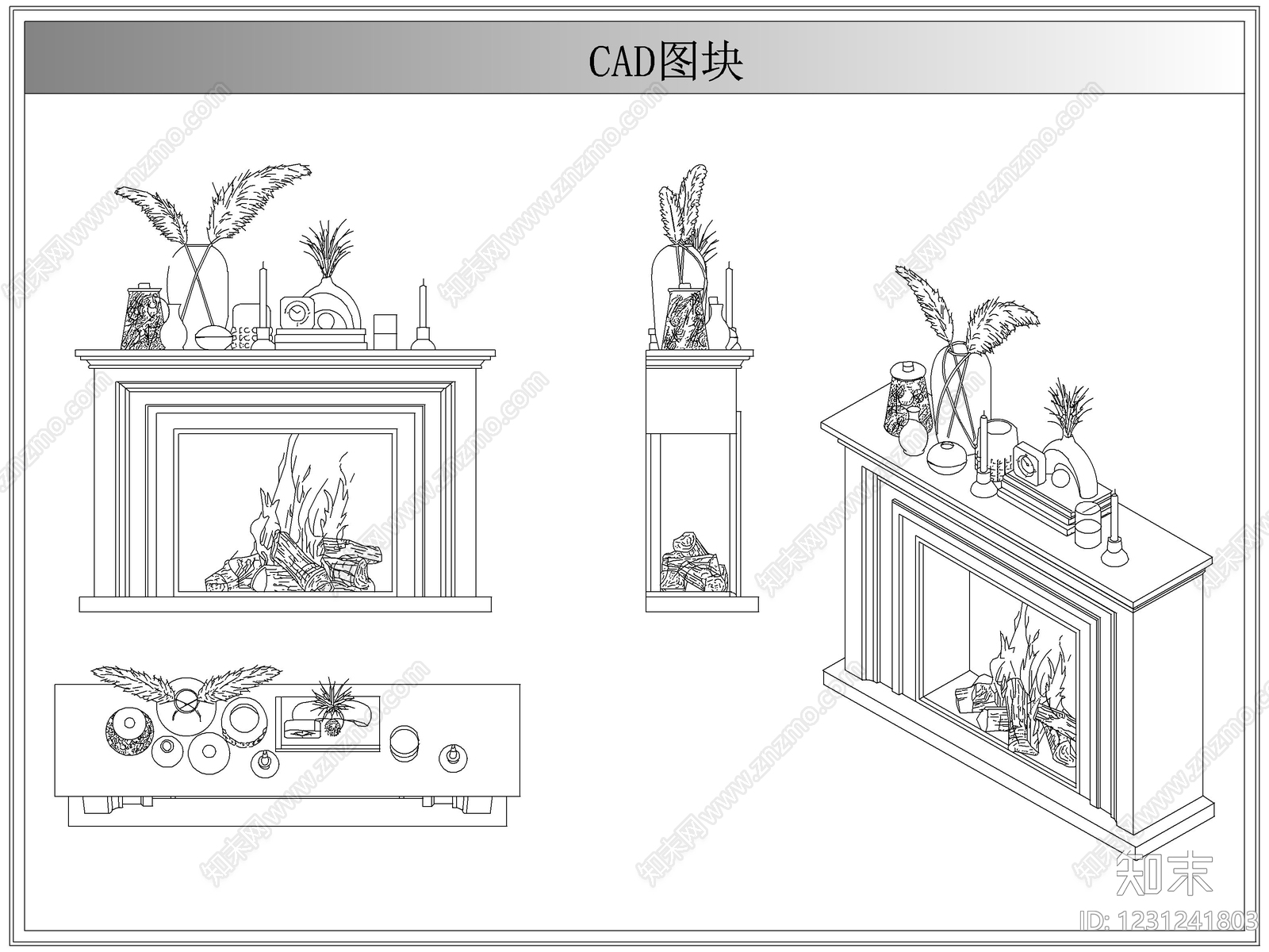 综合软装摆件图库cad施工图下载【ID:1231241803】