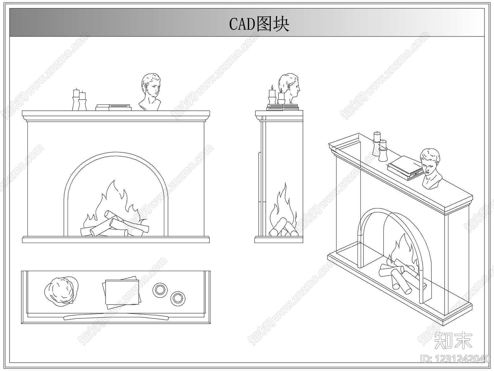 综合软装摆件图库cad施工图下载【ID:1231242040】