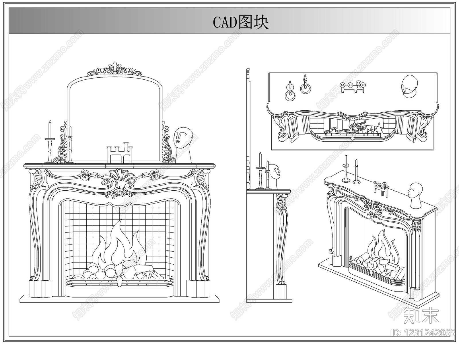 综合软装摆件图库cad施工图下载【ID:1231242065】