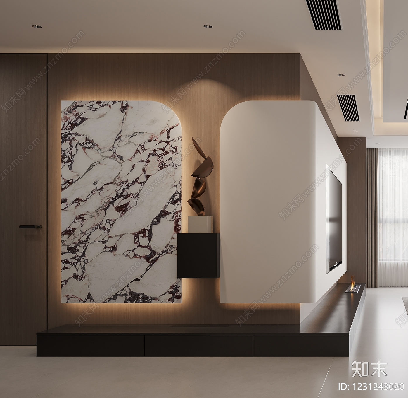 意式极简玄关3D模型下载【ID:1231243020】