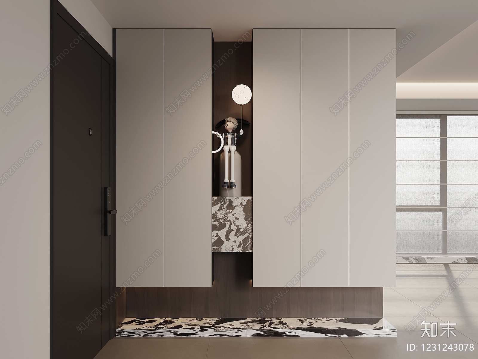 意式极简玄关柜3D模型下载【ID:1231243078】