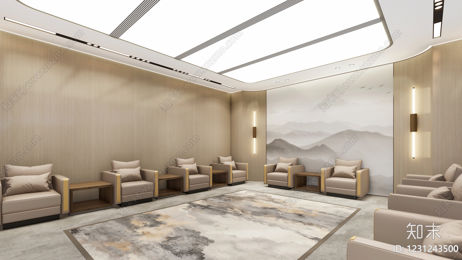 新中式接待室SU模型下载【ID:1231243500】