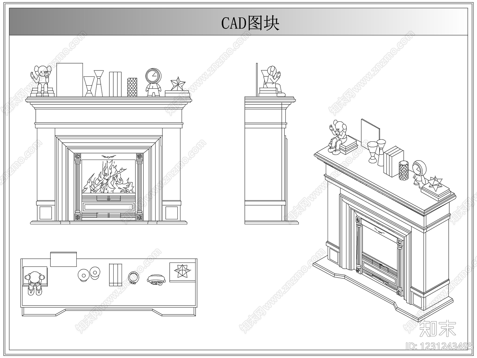 综合软装摆件图库cad施工图下载【ID:1231243495】