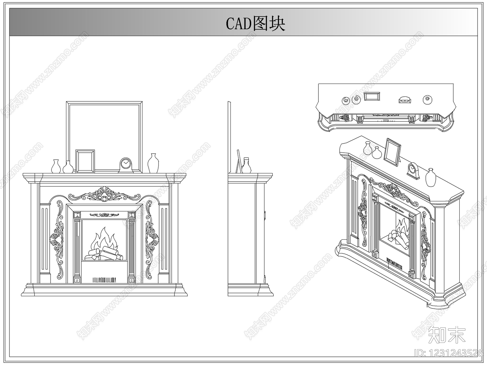 综合软装摆件图库cad施工图下载【ID:1231243526】