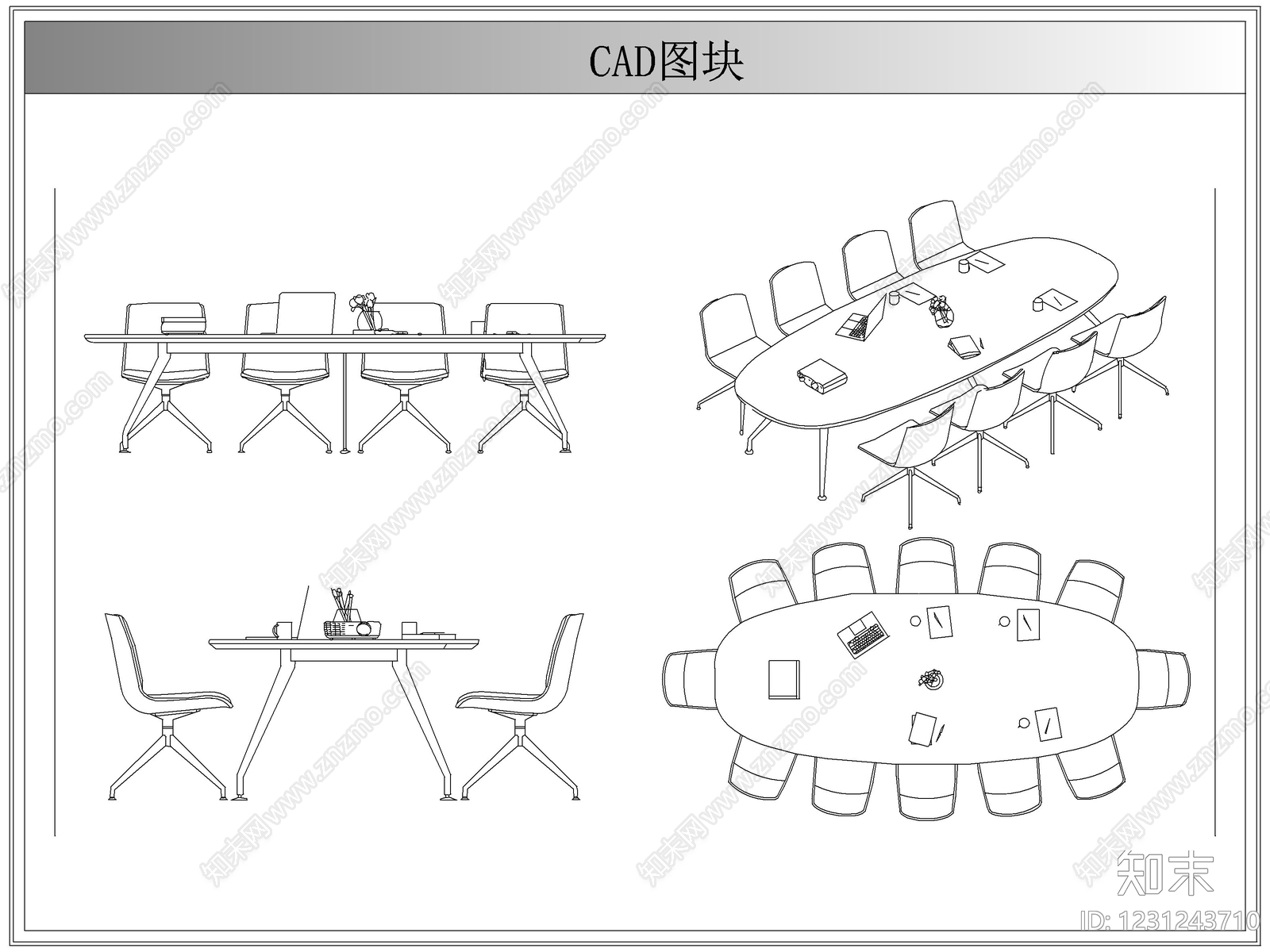 桌椅cad施工图下载【ID:1231243710】