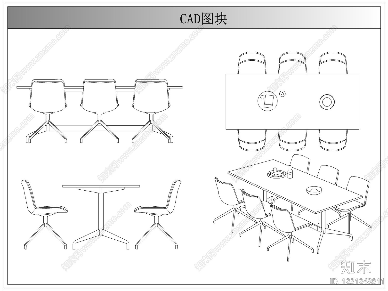 桌椅cad施工图下载【ID:1231243811】