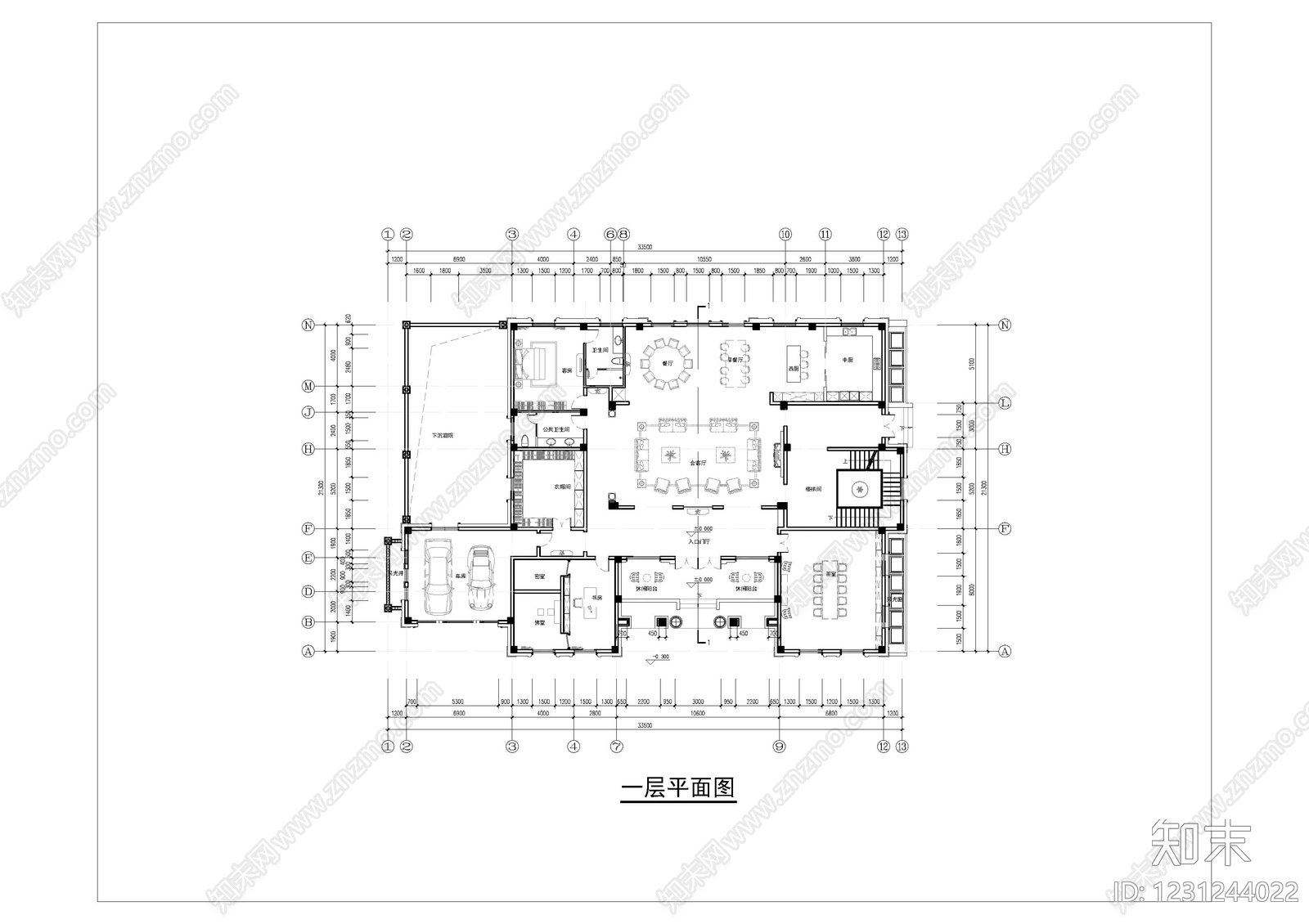 别墅建筑cad施工图下载【ID:1231244022】