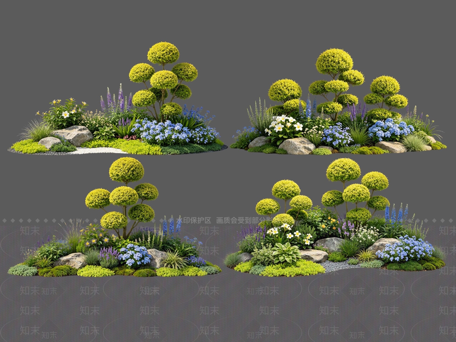 新中式景观花境SU模型下载【ID:1231243959】