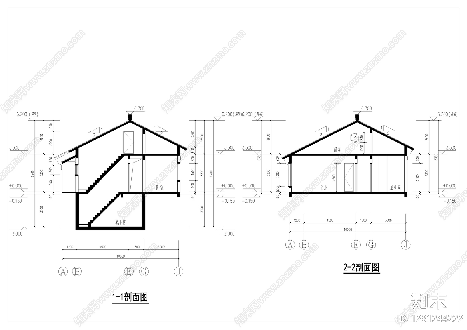别墅建筑cad施工图下载【ID:1231244222】