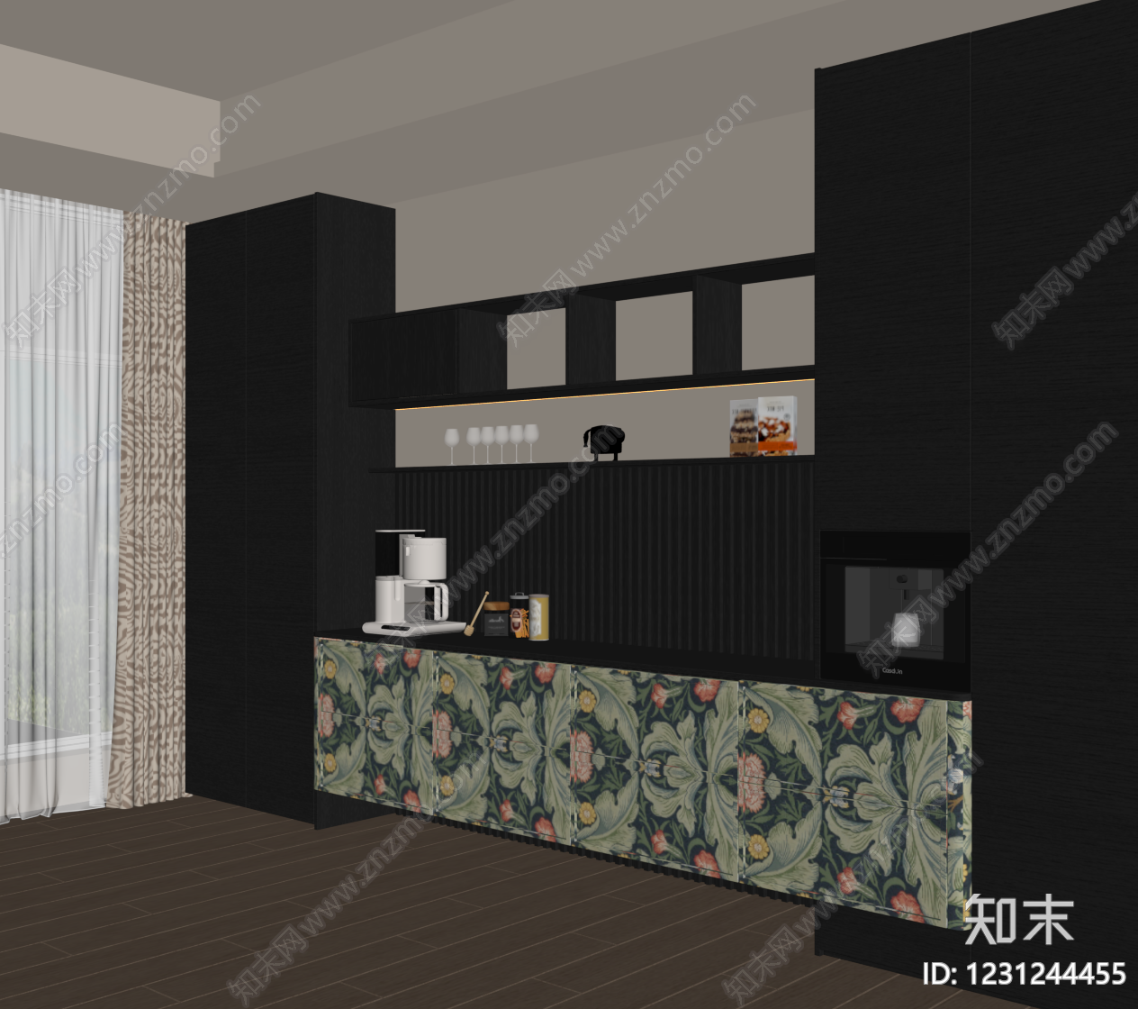 中古风餐边柜SU模型下载【ID:1231244455】