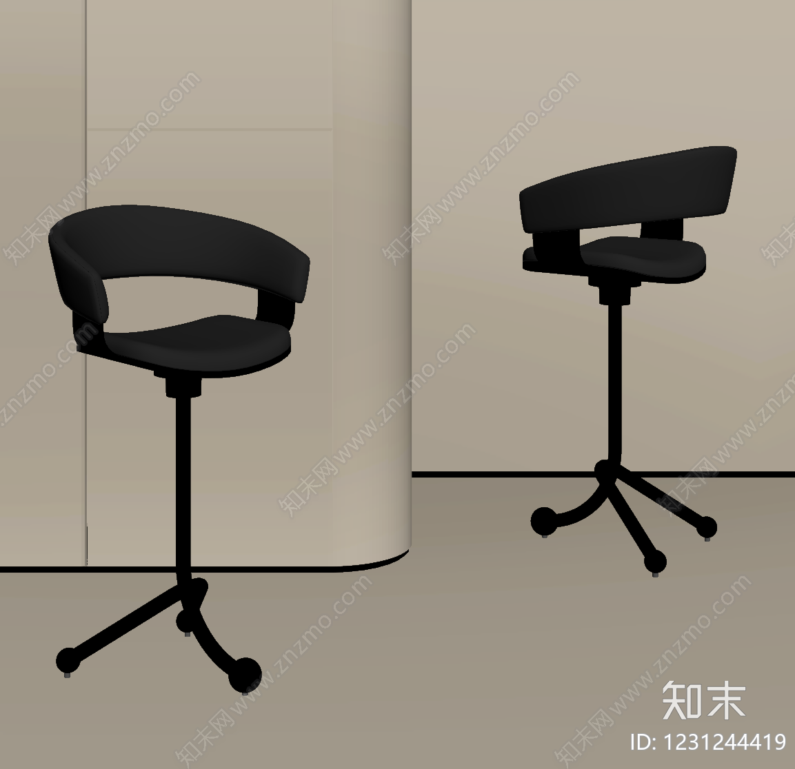 意式极简吧椅SU模型下载【ID:1231244419】