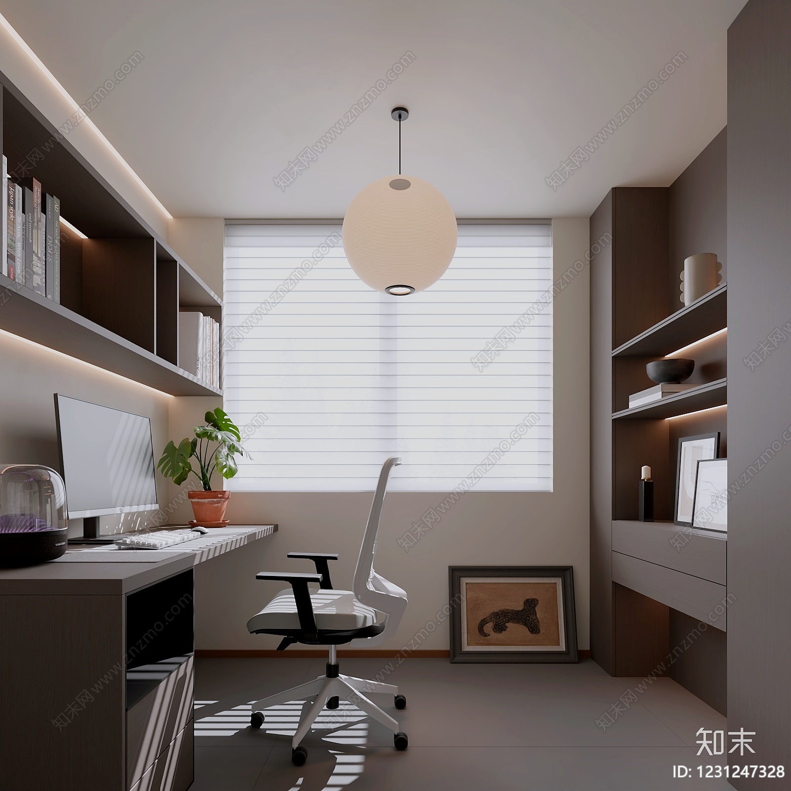 现代简约书房3D模型下载【ID:1231247328】