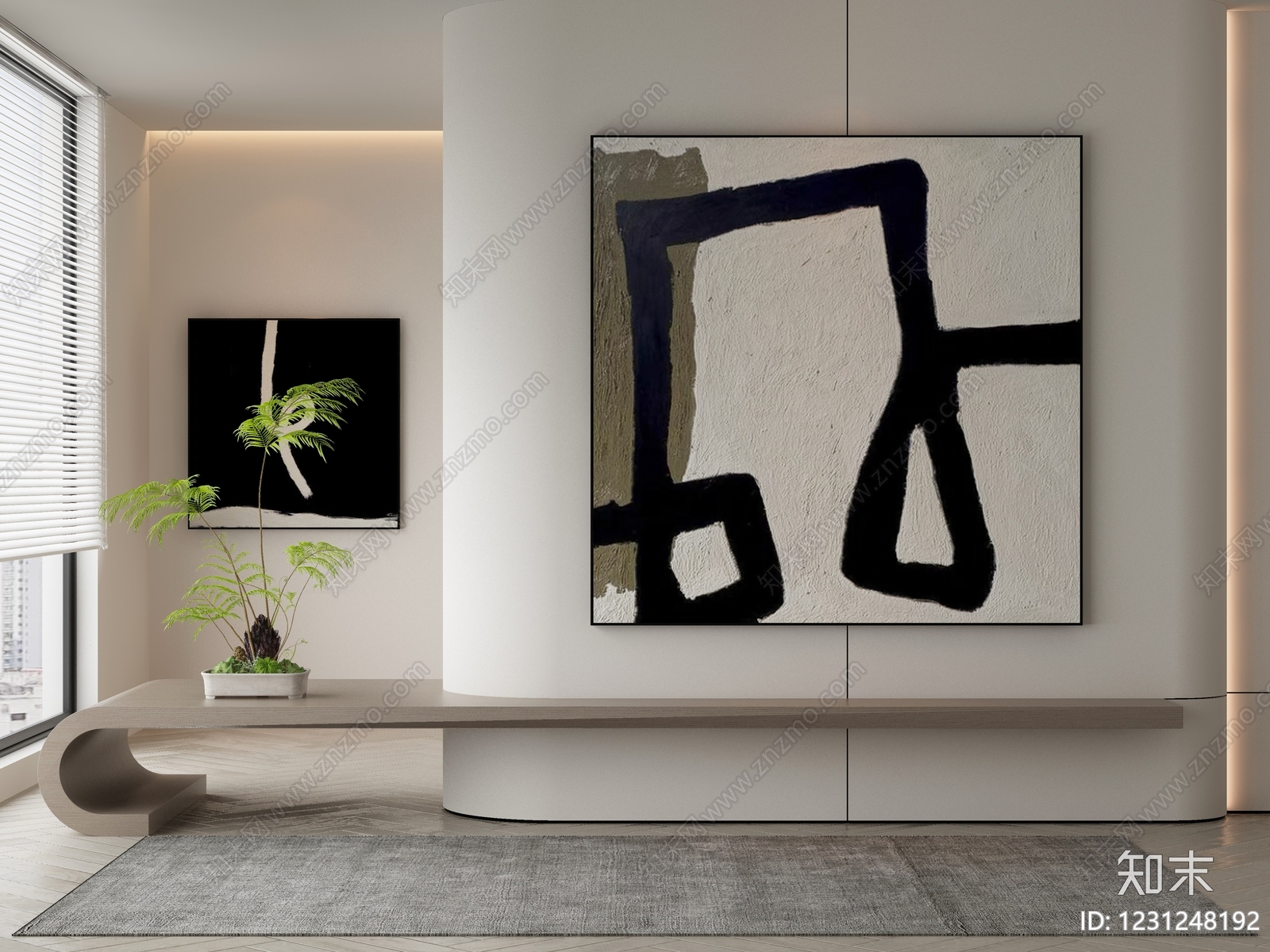 奶油风家居客厅3D模型下载【ID:1231248192】