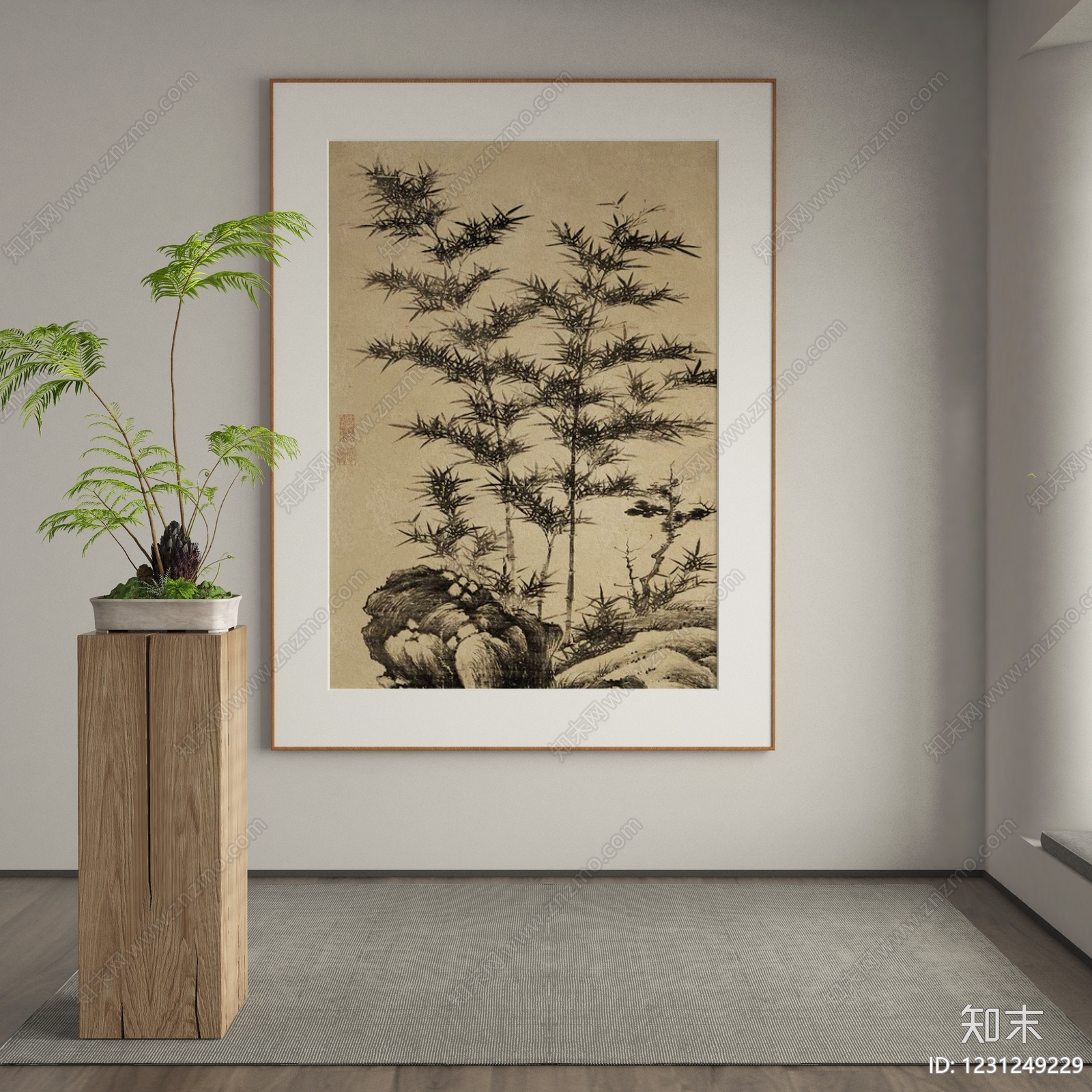 新中式宋式挂画3D模型下载【ID:1231249229】