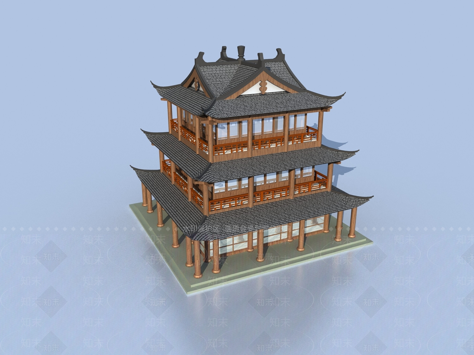 中式古建古建3D模型下载【ID:1231252362】