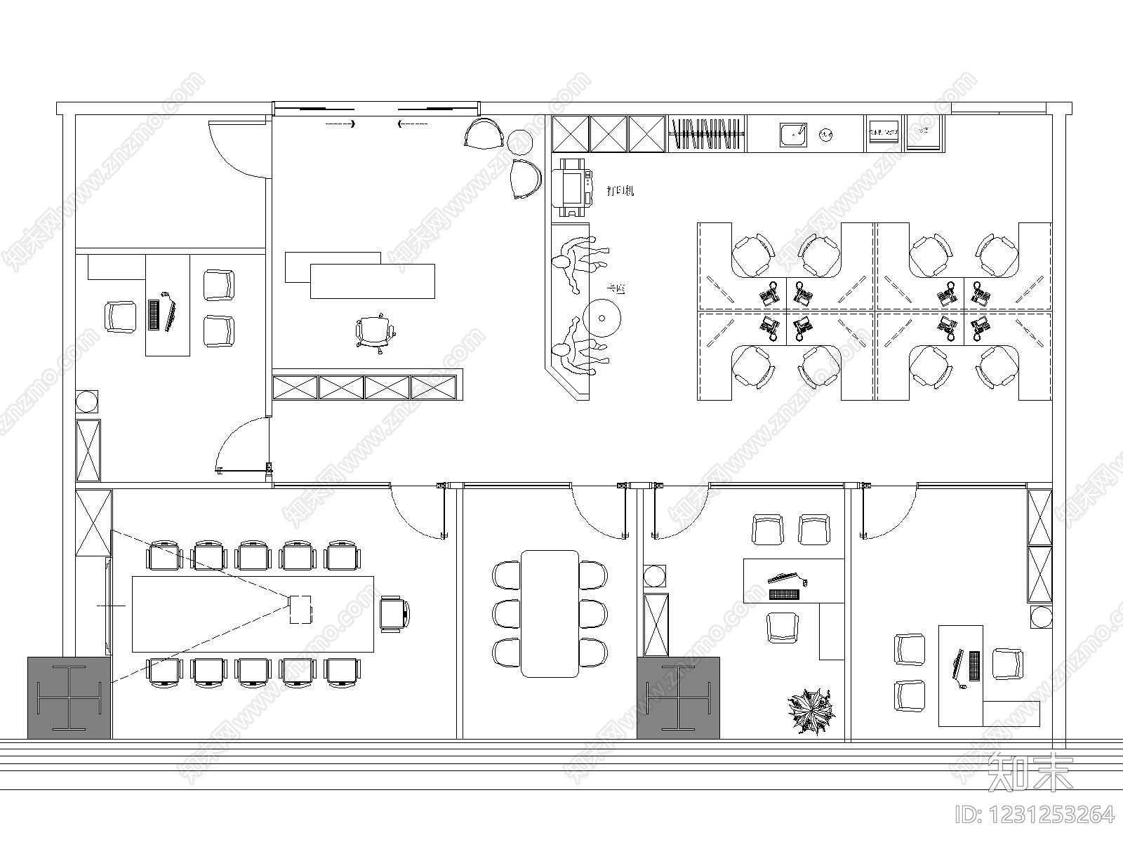 整体办公空间cad施工图下载【ID:1231253264】