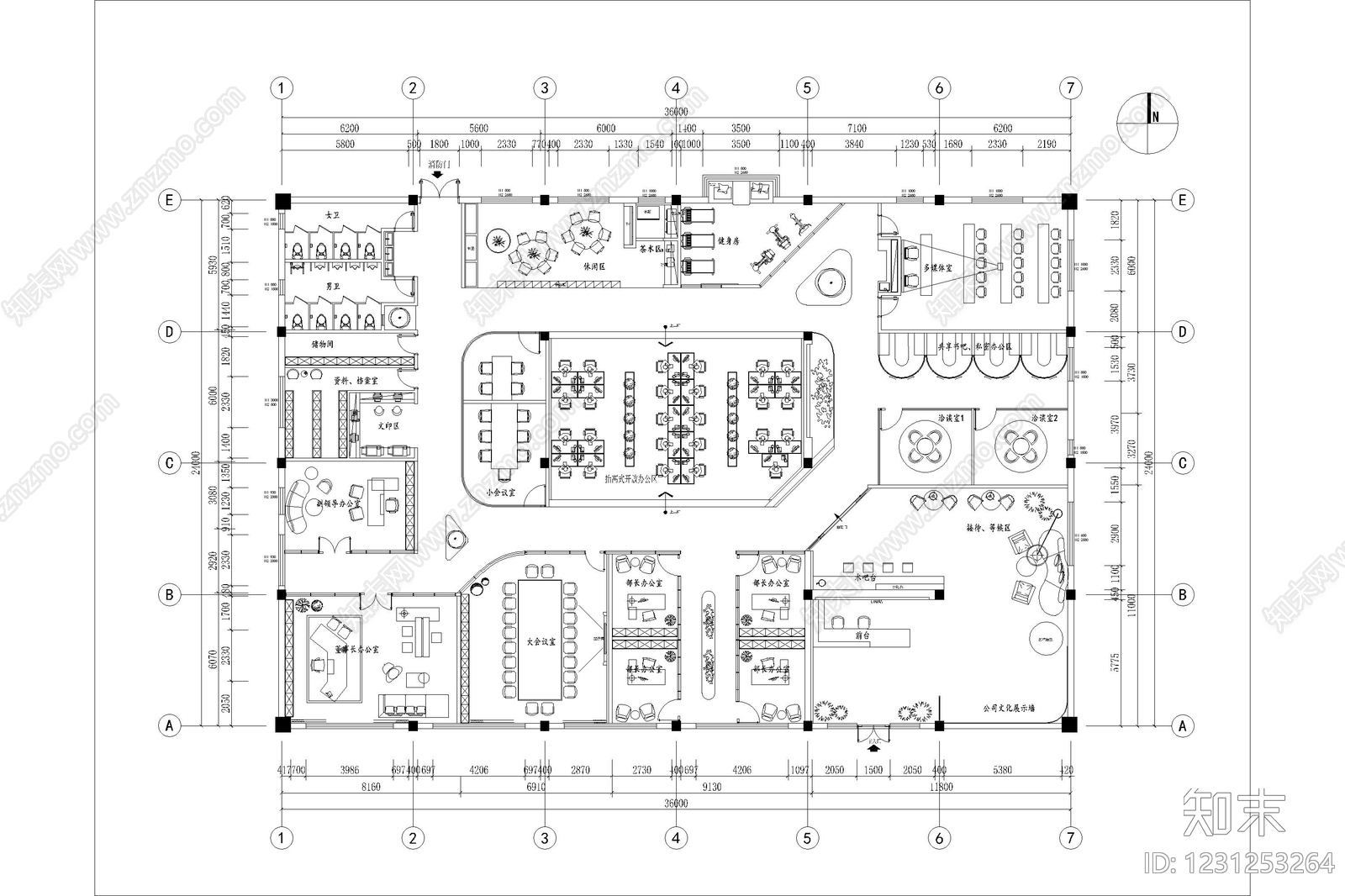 整体办公空间cad施工图下载【ID:1231253264】