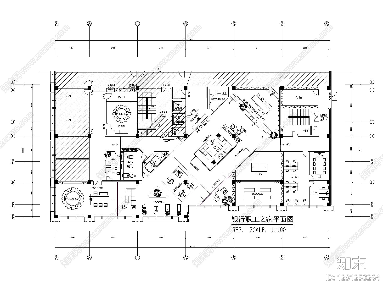 整体办公空间cad施工图下载【ID:1231253264】