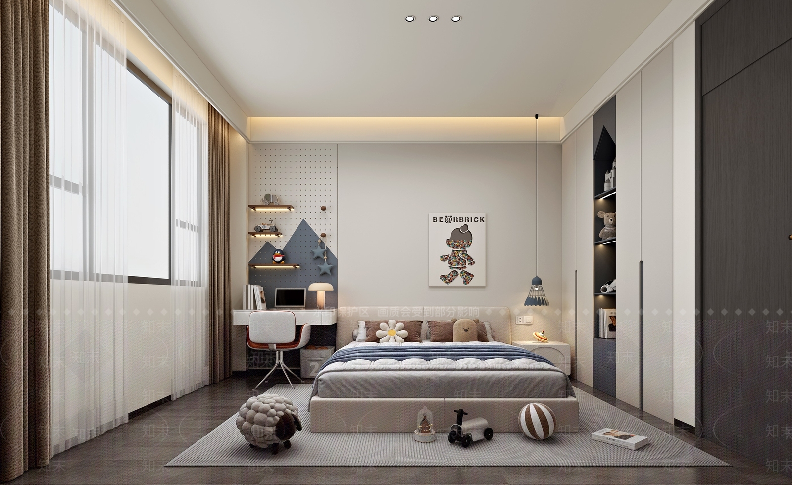 现代简约男孩房3D模型下载【ID:1231252283】