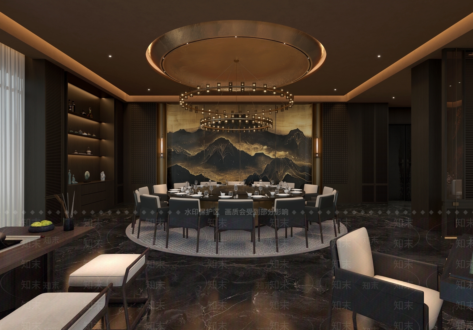 新中式包厢3D模型下载【ID:1231253735】