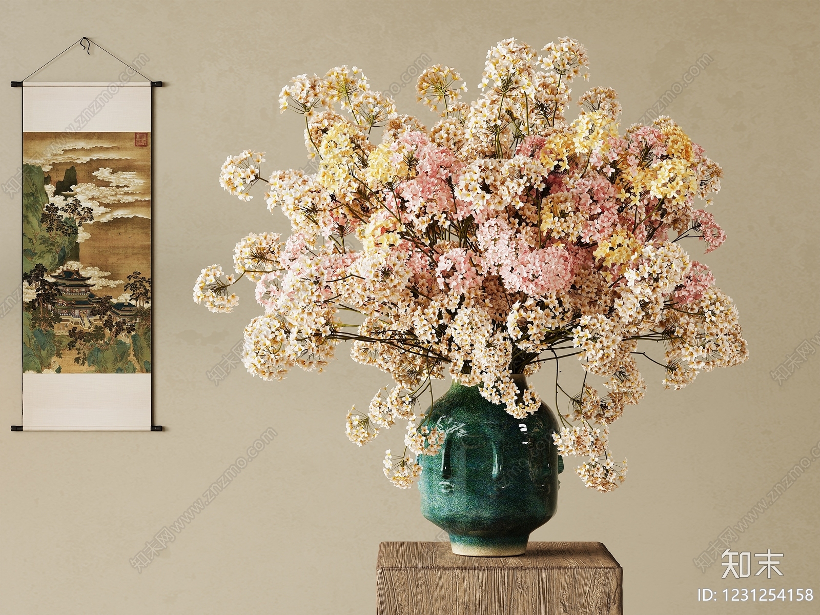 新中式花艺3D模型下载【ID:1231254158】