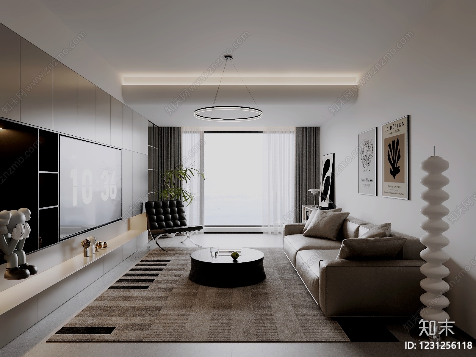 意式极简家居客厅3D模型下载【ID:1231256118】