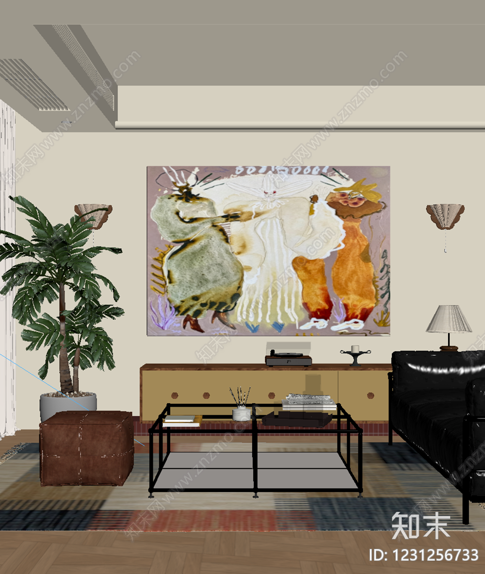 中古挂画SU模型下载【ID:1231256733】