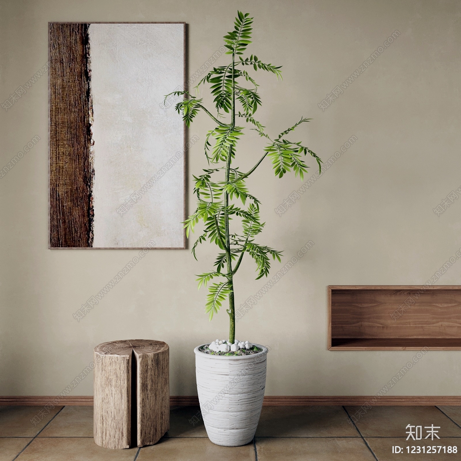 侘寂盆栽3D模型下载【ID:1231257188】